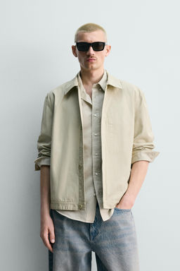 SOBRECAMISA REGULAR FIT POPEL?N / Verde claro - Zara фото 2