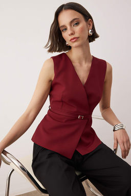 Beyaz Fitted Kemerli Anvelop Kapamal? Yelek TWOAW26YE00029 - Trendyolmilla фото 14