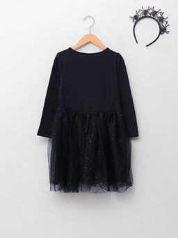 Bisiklet Yaka Bask?l? Uzun Kollu K?z ?ocuk Elbise ve Ta? - Waikiki фото 2