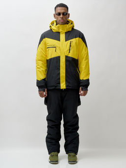 Горнолыжный костюм мужской зимний желтого цвета 372J