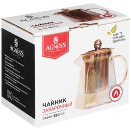 Чайник заварочный Agness 350 мл стеклянный  фото 2