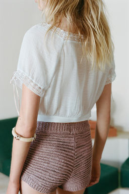 EMBROIDERED CHIFFON CROP TOP
