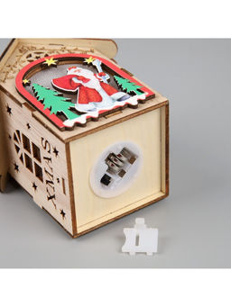 Ёлочная игрушка «Домик с Дедом Морозом», 11×8.5×7.5 см, 1 LED, от батареек, свечение тёплое белое