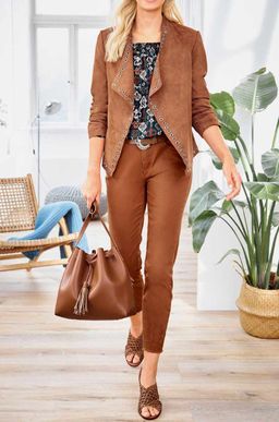 Кожаный блейзер, коньячный - Linea tesini фото 2