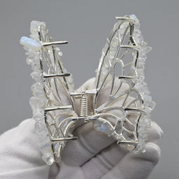 Заколка краб для волос бабочка с лунным камнем 8*3,5*5см