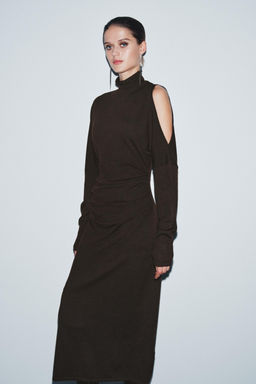 CUT-OUT KNIT MIDI DRESS