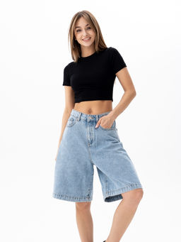 Кроп-топ в рубчиквискоза 95%, лайкра 5%,черный - Binita фото 3