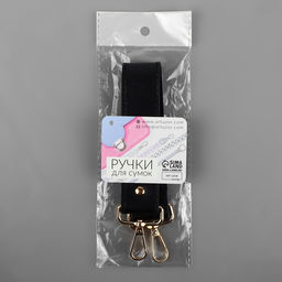 Ручка для сумки, с карабинами, 35±1 см × 3.5 см, цвет чёрный, золотой