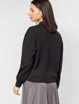 VILATTE / Укороченный джемпер с воротом на молнии из футера-двухнитки  фото 10