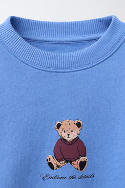 SWEATSHIRT WITH BEAR AND SLOGAN PRINT - Zara фото 3