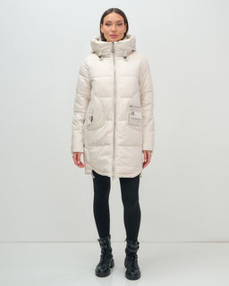 Куртка зимняя женская с капюшоном модная бежевого цвета 3193B - Visdeer фото 6