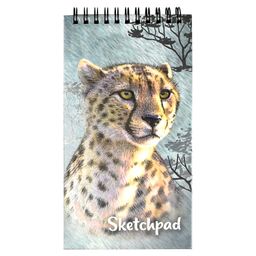 Скетчпад 105x195 мм, 45 л, 4 вида бумаг арт. 52103 ГЕПАРД /блок - белая каменная бумага, зелёный офс