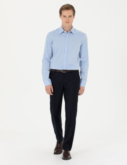 Голубая классическая рубашка приталенного кроя с длинным рукавом - Cacharel фото 4