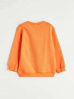 Bisiklet Yaka Bask?l? Erkek ?ocuk Sweatshirt