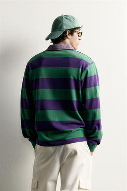 POLO REGULAR FIT RAYAS CUELLO CONTRASTE / Morado - Zara фото 3