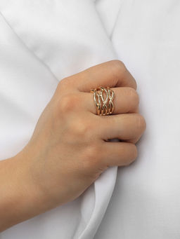 Кольцо металл Тренд тройное переплетение, цвет золото, размер 17 - Qf фото 6