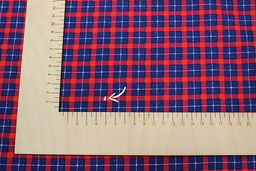 Фланель Синяя клетка на красно-малиновом, СОРТ2, ш.1.5м, хлопок-100%,180гр/м.кв - Купава фото 4