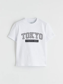 Bisiklet Yaka Tokyo Bask?l? Erkek ?ocuk Ti??rt