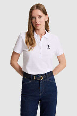 Kad_n Beyaz Polo Yaka Basic Ti__rt