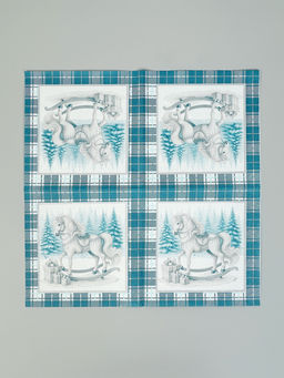 Цена за 3 шт. Салфетки бумажные трёхслойные Скатерть с лошадью на зеленом, 33?33, 20 шт.