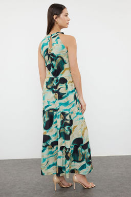 Siyah Soyut Desenli A Kesim Halter Yaka Maxi Dokuma Elbise TWOSS24EL01025 - Trendyolmilla фото 5
