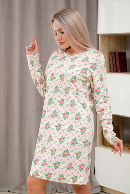 Ночная сорочка из интерлока длинный рукав Соня розовый - Амадэль фото 5