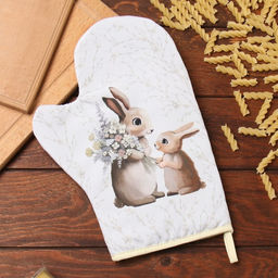 Варежка-прихватка Доляна Зайчата 20х28 см, 35% хл, 65% пэ, ватин 250 г/м2