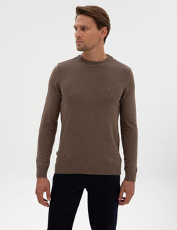 Vizon Melanj Slim Fit _eyrek Yaka Basic Triko Kazak