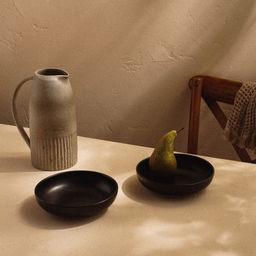 Тарелки глубокие SL Home «Дарк», d=18.5 см, набор 2 шт., фарфор, чёрные