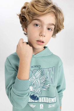 Толстовка с капюшоном и принтом для мальчиков - Defacto фото 3