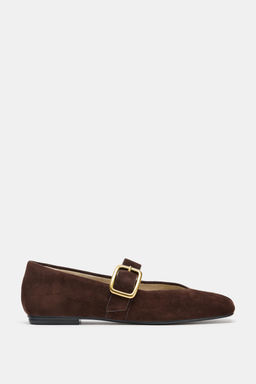 SUEDE BALLERINA FLATS WITH BUCKLE - Zara фото 3