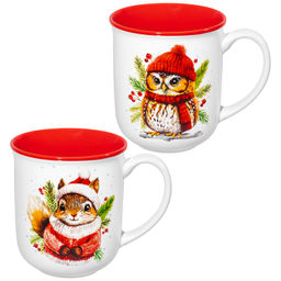 Набор кружек 2 пр. 400 мл 12*9*10 см "Совушка и Белочка", фарфор