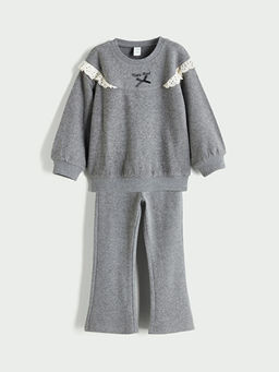 Bisiklet Yaka K?z ?ocuk Sweatshirt ve E?ofman Alt?