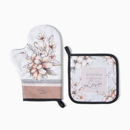 Набор кухонный «Floral mood» варежка-прихватка 20×28 см, прихватка 19×19 см,100% хл