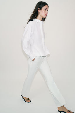 CAMISA POPEL?N PEPLUM / Blanco - Zara фото 3
