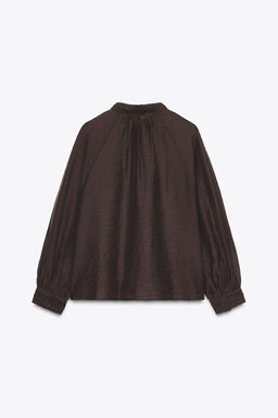 SEMI-SHEER PUFF SLEEVE BLOUSE - Zara фото 9