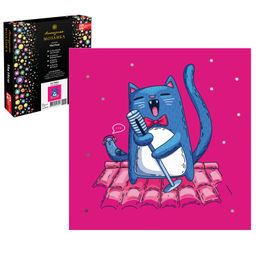 Набор для творчества Алмазная мозаика с частичной выкладкой арт. 65599 / 25 КОТ-ПЕВЕЦ, размер: 15*1