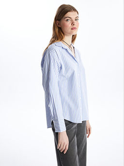 Рубашка Çizgili Oversize Poplin Kadın Gömlek в полоску оверсайз