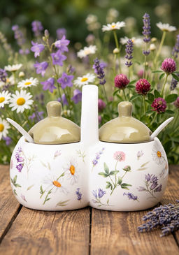 БАНКА 2 СЕКЦИИ AGNESS FLOWER STORY 17*10*13 СМ / 2x240 МЛ фото 9