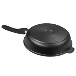 Сковорода-гриль с тефлоновым покрытием д28см Классик, h7см, s0,4см, съемная ручка из термостойкого пластика (Россия) - Домашняя мода фото 4