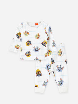 Bisiklet Yaka Uzun Kollu Paw Patrol Bask?l? Erkek Bebek Pijama Tak?m