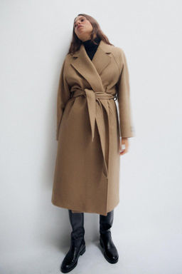 LONGLINE BELTED WOOL BLEND COAT - Zara фото 5