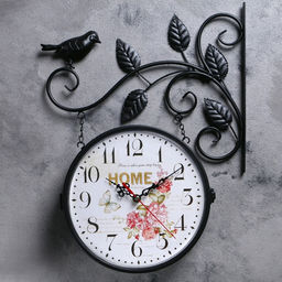 Часы настенные двусторонние, на подвесе «Птичка на ветке», циферблат d=21 см, 50×32 см