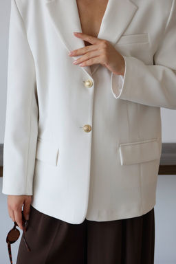 Beyaz Normal/Regular Kal?p Dokuma Blazer Ceket TWOAW26BC00040