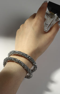 Браслет-пружинка «Шанталь» 2 ряда, цвет серебро, d=7 см