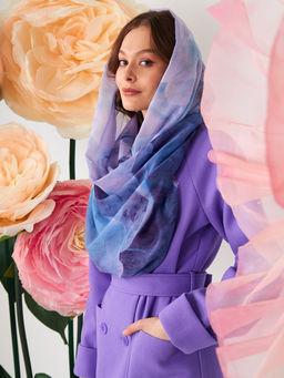 Большой, мягкий, тонкий и очень нежный двусторонний палантин с рисунком в стиле арт-деко - Tantino фото 3