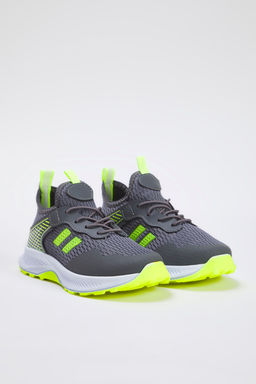 Trendyol Shoes Gri Bagc?kl? Neon Detayl? Hafif Taban Buyuk/Kucuk Erkek Cocuk Kids Spor Ayakkab? TAKSS25SN00025 - Trendyolmilla фото 3