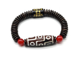 Браслет мужской Дзи "Девять глаз" бочонок 14*40мм, 18см