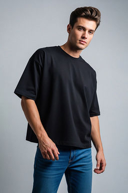 Siyah Loose/D___k Omuz %100 Pamuklu Basic T-Shirt TMNSS25TS00162 - Trendyolmilla фото 2