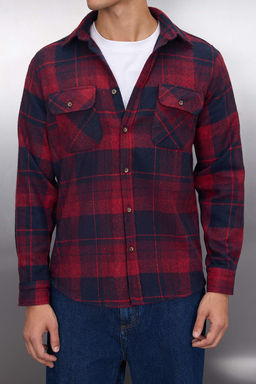 TRENDYOL MAN Bordo Cift Cep Kapakl? Regular Fit K?sl?k Oduncu Kareli Gomlek TMNAW21GO0031 - Trendyolmilla фото 19